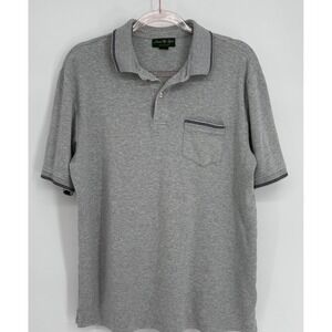 David Taylor Collection Mens Polo Shirt Gray Short Sleeve Tipped Pocket Sz M